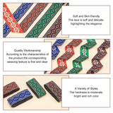 14M 4 Colors Ethnic Style Rhombus Pattern Polyester Ribbon, Jacquard Ribbon, Tyrolean Ribbon, Clothing Accessories, Mixed Color, 2 inch(50mm), 3.5m/color