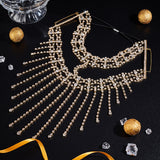Alloy Rhinestone Chain Tassel Face Eye Mask for Women, Sexy Masquerade Mask for Halloween Costume Party, Golden, 220x310x5mm