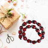 DIY Necklace Making, Including 2 Strand Ladybug Handmade Lampwork Beads Strands, FireBrick, 1 Roll Strong Stretchy Beading Elastic Thread, Flat Crystal Jewelry String