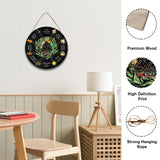 Artsy Woodsy Wheel of the Year Wood Witch Calendar Hanging Wall Decorations, with Jute Twine, Flat Round with Word, Knot Pattern, 300x5mm