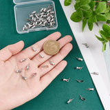 60Pcs 201 Stainless Steel Screw Eye Pin Peg Bails, For Half Drilled Beads, Stainless Steel Color, 8x4x1mm, Hole: 6x3mm, Pin: 0.8mm