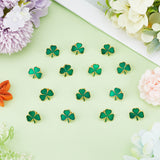 20Pcs Shamrock Alloy Enamel Pin, Golden Plated Iron Brooch for Clothes Backpack, Sanit Patrick's Day, Green, 18x19x1.5mm, Pin: 1mm