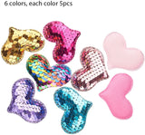 Glitter Sequins Fabric Heart Padded Patches, for DIY Crafts Clothes Hats Hairpin Ornament Accessories, Mixed Color, 41x54x10mm, 30pcs/set