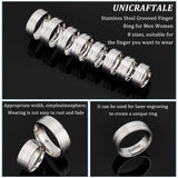 16Pcs 8 Size 316 Stainless Steel Grooved Finger Ring for Men Women, Stainless Steel Color, Inner Diameter: US Size 5 1/2~14(16.1~23mm), 2Pcs/size