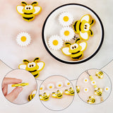 10Pcs 2 Style Food Grade Eco-Friendly Silicone Beads, Bee & Daisy, Mixed Color, 22~30x22~37x8.5~9.5mm, Hole: 2mm, 5pcs/style