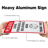 UV Protected & Waterproof Aluminum Warning Signs, Please Leave Packages and Deliveries Here Sign, Red, 350x250x1mm, Hole: 4mm