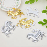 2 Pairs 2 Colors Zinc Alloy 3D Horse Badge Metal Stickers, Car Logo Decorative Stereo Decals, for Auto Car Motorcycle Logo Badge Emblem Decoration, Platinum & Golden, 74x87x7mm, 1 pair/color