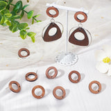 30Pcs Walnut Wood Stud Earring, with 304 Stainless Steel Pins and 40Pcs Plastic Ear Nuts, Ring, Tan, 18mm, Hole: 1.6mm, Pin: 0.7mm