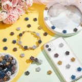 150Pcs 5 Colors Electroplated Resin Cabochons, Flower, Mixed Color, 14x414x5mm, about 30pcs/color