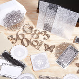 Black & White Lace DIY Scrapbooking Kits, Lace Stickers, Scrapbook Supplies Lace Paper Frames and Writable Paper Note, for Journal Photo Album Scrapbooking Craft, Mixed Shapes, 165x124x24mm