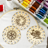 16-Position Wood Embroidery Thread Storage Trays, Laser Cut Thread Spool Organizer Holder, Flower, 100x3mm, Hole: 10mm