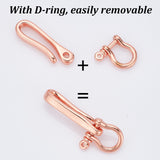 2Pcs Brass Shackle Clasps with Brass S Hook Clasps, Car Keychain for Men Wallet Chain Accessory, Rose Gold, 65x25x15mm, Hole: 3mm