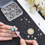 100Pcs 304 Stainless Steel Stud Earring Findings, with 100Pcs Open Jump Rings & 100Pcs Plastic Ear Nuts, Stainless Steel Color, 8x5x0.6mm, Hole: 1.2mm, Pin: 0.7mm