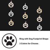 12Pcs 3 Colors 304 Stainless Steel Charms, Flat Round with Dog Paw Prints, Mixed Color, 14x12x1.1mm, Hole: 4mm, 4pcs/color