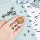 304 Stainless Steel Pendants, Spike/Cone, Stainless Steel Color, 13.5x7mm, Hole: 2mm, 40pcs/box
