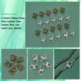 20Pcs 2 Colors Tibetan Style Alloy Lobster Claw Clasps, Bird, Mixed Color, 21.5x16x5mm, Hole: 2.5mm, 10pcs/color