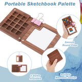 2Pcs 2 Styles Wood Magnetic Flip Top Paintbox, Multifunction Palettes, Painting Supplies, with 2Pcs Steel Binder Clips, Mixed Shapes, 43~73x25~73x10.7~17.5mm