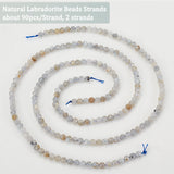 2 Strands Natural Labradorite Beads Strands, Round, Faceted, 4mm, Hole: 0.8mm, about 90pcs/Strand, 15.75 inch(40cm)
