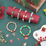 DIY Christmas Preppy Bracelet Making Kit, Including Polymer Clay Heishi Beads, Snowflake & Reindeer & Santa Claus & Tree Alloy Enamel Pendants, Mixed Color, 861Pcs/box