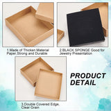 Kraft Paper Cardboard Jewelry Set Box, Earring & Necklace & Ring Box, Rectangle, BurlyWood, 13x11x3cm, 8pcs/set