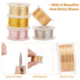 5 Rolls 5 Colors Round Copper Craft Wire, for Jewelry Making, Long-Lasting Plated, Mixed Color, 26 Gauge, 0.4mm, about 65.61 Feet(20m)/roll, 1roll/color