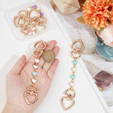 Heart Alloy Enamel Link Purse Strap Extenders, with Zinc Alloy Spring Gate Rings, Mixed Color, 152mm, 4 colors, 1pc/color, 4pcs/set