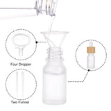 Frosted Glass Dropper Bottles, with Dropper and Bamboo Lids, Perfume Essence Liquid Cosmetic Containers, with Plastic Transfer Pipettes & Funnel Hopper, Mixed Color, 2.5x8.2cm, Capacity: 10ml, 6pcs