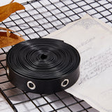 Flat Imitation Leather Cord, Platinum Tone Alloy Eyelet Tape, for Jewelry Making, Black, 19x1mm, Hole: 6mm