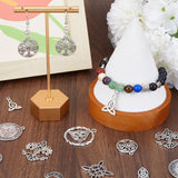 36PCS 9 Style Alloy Pendants, Mix Shapes, Antique Silver, 18~34.5x9.5~30.5x1.5~3mm, Hole: 1.6~2mm