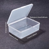 Plastic Bead Containers, Rectangle, Clear, 14.4x10.8x4.75cm, Inner Diameter: 13.9x10cm