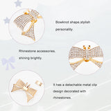 Alloy Rhinestone Shoe Decorations, Detachable Shoe Buckle Clips, with Iron Findings, Bowknot, Golden, 36x53x11.5mm, 2pcs/box