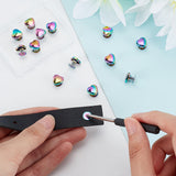 14 Sets Heart Shape Zinc Alloy Decoration Screwback Stud Rivets, for Belt Clothes Purse Handbag Leather Craft, DIY Handmade Accessories, Rainbow Color, 10x10x4mm, Hole: 2mm