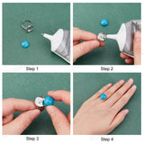 DIY Finger Ring Making Kit, Including Adjustable Brass Pad Ring Findings, Half Roudn Nautral & Synthetic Mixed Gemstone Cabochons, Settings: 20pcs/box