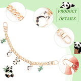 Iron Curb Chain Purse Chains, with Alloy Enamel Pendant, Panda/Bamboo Stick, Mixed Color, 20~30cm, 3 style, 1pc/style, 3pcs/box