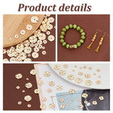 48pcs 4 styles Brass Spacer Beads, Textured Flat Round, Light Gold, 4~12x1~1.5mm, Hole: 1.2mm, 12pcs/style