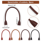 8pcs 4 colors PU Imitation Leather Sew On Bag Handles, Bag Straps, for Purse Making, Mixed Color, 44x1.6x1.1cm, 2pcs/color