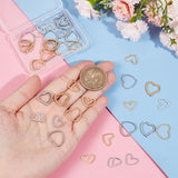 40Pcs 8 Style Stainless Steel Linking Rings, Heart, Mixed Color, 9.5~14.5x13~15.5x0.5~1.5mm, 5pcs/style
