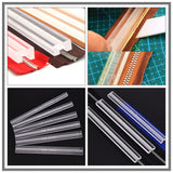 6Pcs 6 Styles Acrylic Zipper Guide Anti-overflow Tool, Glue Application Leak Proof Zip Sewing Ruler, Clear, 197x11.8~20.7x7.5~8mm, 1pc/style