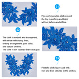 Polyester Embroidered Floral Lace Collar, Neckline Trim Clothes Sewing Applique Edge, with ABS Plastic Imitation Pearl, Medium Blue, 180x360x6mm