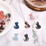 24Pcs 12 Colors Cellulose Acetate(Resin) Pendants, Cat Charms, Mixed Color, 24.5x17x2.5mm, Hole: 1.2mm, 2pcs/color