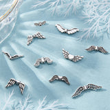 100Pcs 10 Style Tibetan Style Alloy Beads, Lead Free & Cadmium Free, Wing, Antique Silver, 10pcs/style