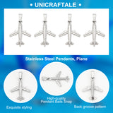 12Pcs 201 Stainless Steel Pendants, Plane, Stainless Steel Color, 25.5x20.5x2.5mm, Hole: 3.5x6.5mm