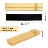 12Pcs 3 Colors  Rectangle Cardboard Bracelet Boxes, with Sponge Inside and Satin Ribbon Bowknots, Mixed Color, 20x4.1x2.4cm, 4pcs/color