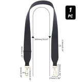 PU Imitation Leather Bag Handles, with Alloy Clasps, for Bag Straps Replacement Accessories, Black, 90.5x4x0.35cm