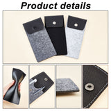 3Pcs 3 Colors PU Imitation Leather & Felt Slip-in Glasses Cases, for Eyeglass, Sun Glasses Protector, Multifunctional Storage Bag, Rectangle, Mixed Color, 170x80mm, 1pc/color