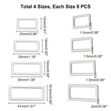 32Pcs 4 Style Alloy Buckle, Rectangle, Platinum, 30x14x1.5mm