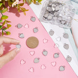 50Pcs 304 Stainless Steel Pendant Cabochon Settings, Plain Edge Bezel Cups, Heart, with 50Pcs Transparent Glass Heart Cabochons, Stainless Steel Color, Tray: 10x10mm, 14x11x1.5mm, hole: 2mm