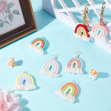 7Pcs 7 Colors Macrame Weaving Rainbow Tassel Pendants, with Golden Iron Loops, Mixed Color, 40~41x41~46x6.5mm, Hole: 4.2mm, 1pc/color