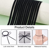 Polyester Cord, Velvet Coverd, for Bowknot, Gift Decoration, Black, 3x0.5mm, about 50.03 Yards(45.75m)/Roll