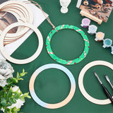 Unfinished Wooden Pieces Rings Shape, Circle Ornaments, Blank Wooden Slices for Painting Arts, Pyrography, Home Decor, Antique White, 125x2.5mm, Inner Diameter: 100mm